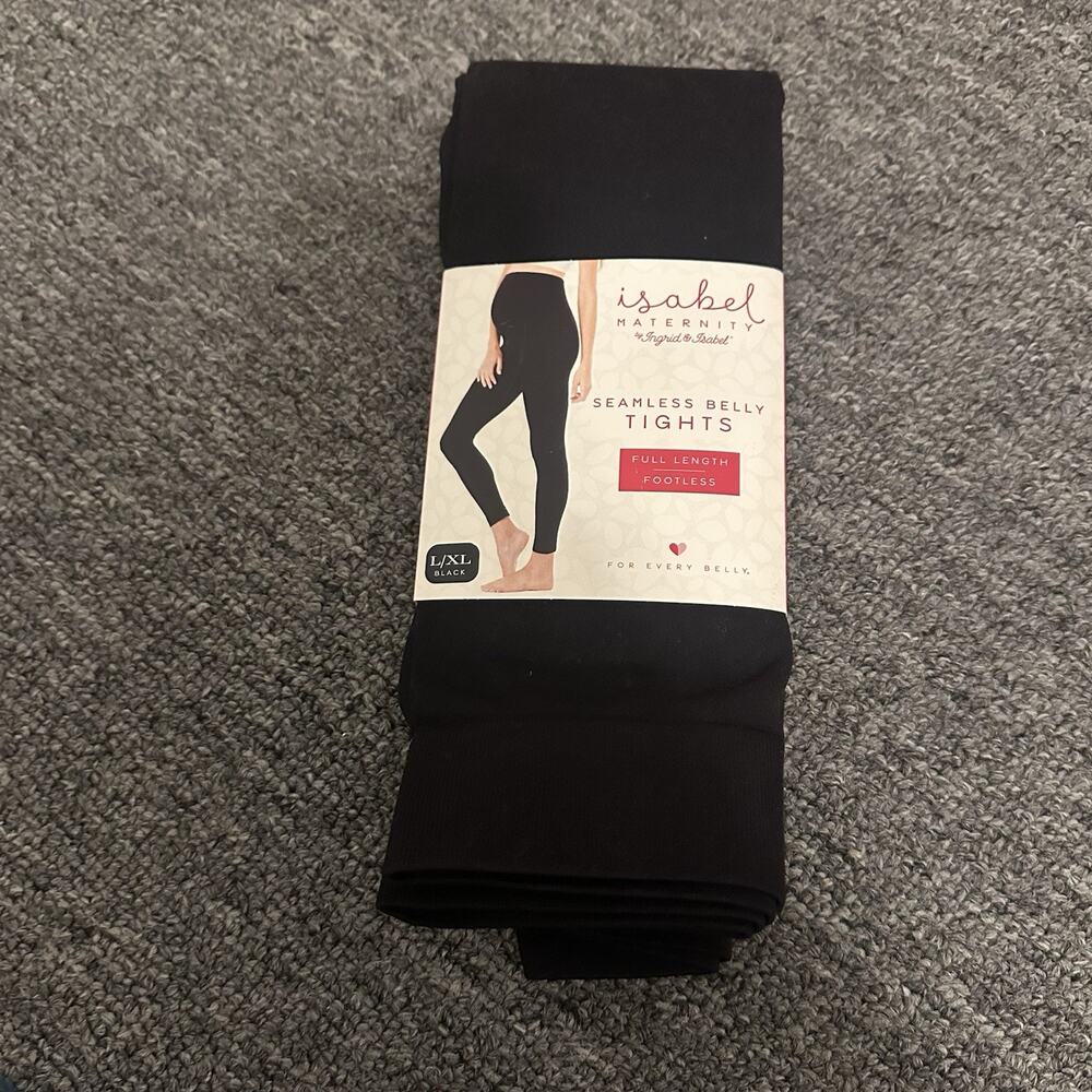 Isabel Maternity Belly Tights Full Length Footless Black L/XL
